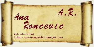 Ana Rončević vizit kartica